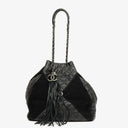 Chanel Leather and Suede Patchwork Drawstring Bag