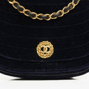 Chanel Small Half-Moon Navy Velvet Flap Bag