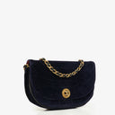 Chanel Small Half-Moon Navy Velvet Flap Bag
