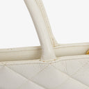 Chanel Medallion Vintage Tote Bag In White Quilted Caviar Leather