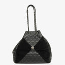 Chanel Leather and Suede Patchwork Drawstring Bag