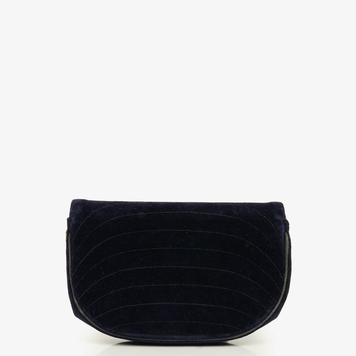Chanel Small Half-Moon Navy Velvet Flap Bag