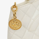 Chanel Medallion Vintage Tote Bag In White Quilted Caviar Leather