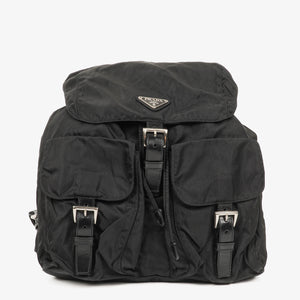 Prada Tessuto Black Nylon Two Pocket Backpack