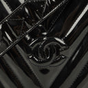 Chanel Black Chevron Quilted Patent Leather Vanity Case Box Bag