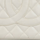 Chanel Medallion Vintage Tote Bag In White Quilted Caviar Leather