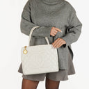 Chanel Medallion Vintage Tote Bag In White Quilted Caviar Leather