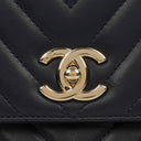 Chanel Navy Lambskin Chevron Quilted Small Trendy CC Flap Bag