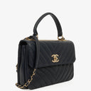 Chanel Navy Lambskin Chevron Quilted Small Trendy CC Flap Bag