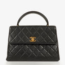 Chanel Kelly Top Handle Black Quilted Lambskin Bag