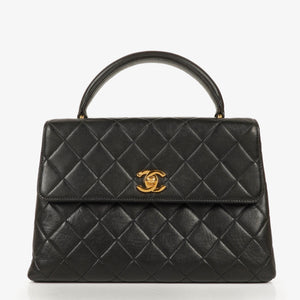 Chanel Kelly Top Handle Black Quilted Lambskin Bag