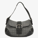 Coach Grey/Black Leather Canvas Soho Buckle Flap Shoulder Bag