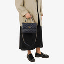 Chanel Navy Lambskin Chevron Quilted Small Trendy CC Flap Bag