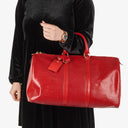 Louis Vuitton Keepall 45 Red EPI Leather Travel Bag