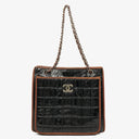 Chanel Patent Leather Chocolate Bar Quilted Tote