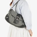 Coach Grey/Black Leather Canvas Soho Buckle Flap Shoulder Bag