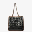 Chanel Patent Leather Chocolate Bar Quilted Tote