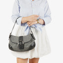 Coach Grey/Black Leather Canvas Soho Buckle Flap Shoulder Bag