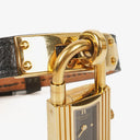 Hermes Kelly Noir Epsom Leather Gold Plated Watch