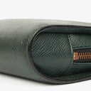 Louis Vuitton Taiga Green Leather Pochette Baikal Clutch Bag