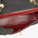 Chanel Vintage Small Single Flap In Black Quilted Jersey And Leather With 24K Gold-Plated Hardware