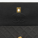 Chanel Vintage Small Single Flap In Black Quilted Jersey And Leather With 24K Gold-Plated Hardware
