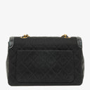 Chanel Vintage Small Single Flap In Black Quilted Jersey And Leather With 24K Gold-Plated Hardware