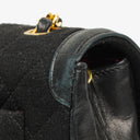 Chanel Vintage Small Single Flap In Black Quilted Jersey And Leather With 24K Gold-Plated Hardware