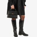 Chanel Kelly Top Handle Black Quilted Lambskin Bag