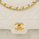 Chanel Diana White Quilted Lambskin Vintage Small Flap Bag With 24K Gold-Plated Hardware