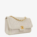 Chanel Diana White Quilted Lambskin Vintage Small Flap Bag With 24K Gold-Plated Hardware