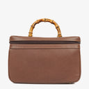Gucci Vintage Bamboo Brown Leather Vanity Case Bag