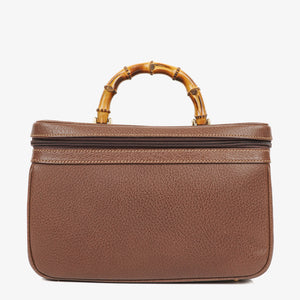 Gucci Vintage Bamboo Brown Leather Vanity Case Bag