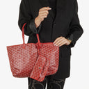 Goyard Saint Louis Red Chevron Print Coated Canvas Tote Bag