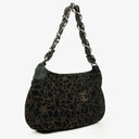 Bolso de Hombro Chanel Camellia en Ante Grabado con Cadena