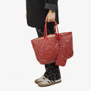 Goyard Saint Louis Red Chevron Print Coated Canvas Tote Bag