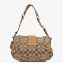 Coach Beige Leather Canvas Soho Buckle Flap Shoulder Bag