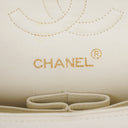 Chanel Small Classic Vintage Double Flap Bag White Quilted Lambskin 24K Gold-Plated Hardware