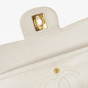 Chanel Small Classic Vintage Double Flap Bag White Quilted Lambskin 24K Gold-Plated Hardware