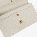 Chanel Small Classic Vintage Double Flap Bag White Quilted Lambskin 24K Gold-Plated Hardware