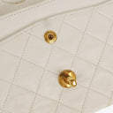 Chanel Small Classic Vintage Double Flap Bag White Quilted Lambskin 24K Gold-Plated Hardware