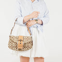 Coach Beige Leather Canvas Soho Buckle Flap Shoulder Bag