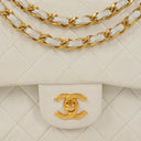 Chanel Small Classic Vintage Double Flap Bag White Quilted Lambskin 24K Gold-Plated Hardware