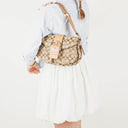 Coach Beige Leather Canvas Soho Buckle Flap Shoulder Bag