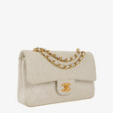 Chanel Small Classic Vintage Double Flap Bag White Quilted Lambskin 24K Gold-Plated Hardware