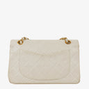 Chanel Small Classic Vintage Double Flap Bag White Quilted Lambskin 24K Gold-Plated Hardware