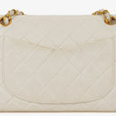 Chanel Small Classic Vintage Double Flap Bag White Quilted Lambskin 24K Gold-Plated Hardware