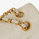 Chanel Small Classic Vintage Double Flap Bag White Quilted Lambskin 24K Gold-Plated Hardware