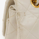 Chanel Small Classic Vintage Double Flap Bag White Quilted Lambskin 24K Gold-Plated Hardware
