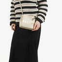 Gucci Mini Guccy Moon Steller Dome Crossbody-väska i Vitt och Guld Kalvskinn